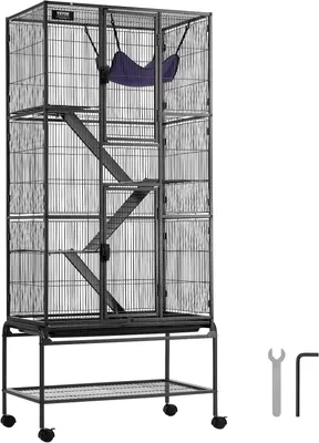 Productafbeelding van 4-Laags Metalen Kooi Voor Fretten - Geschikt Voor Ratten, Hamsters, Cavia's en Chinchilla's