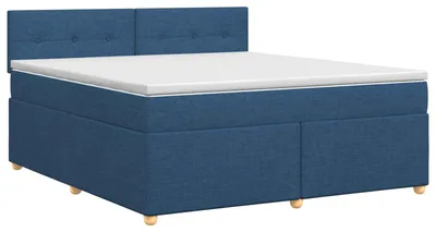 Produktbild von vidaXL Boxspringbett mit Matratze mit Kopfteil Blau 140 x 200 cm Stoff