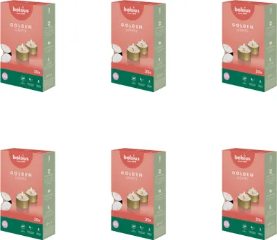 Obrázek produktu pro Bolsius - Čajové svíčky - 30 kusů v balení - zlaté - krabička - hodnotné balení - 180 kusů - 6 balení