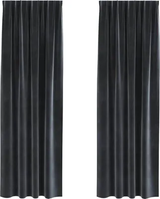 Produktbild von vidaXL Verdunkelungsvorhänge 2 pcs Dunkelgrau 140 x 245 cm Samt