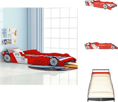 Produktbild von vidaXL Rennwagen-Bett 90x200 cm Rot - Baby- & Kleinkinderbetten