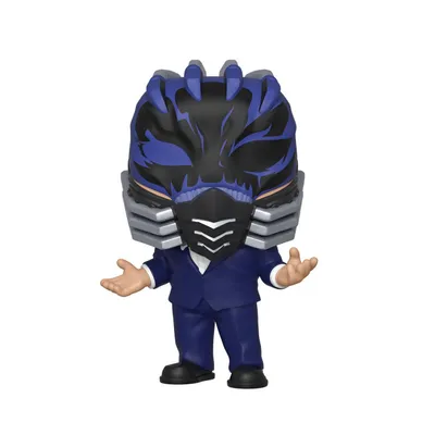A Funko Pop! vinyl figure of the character All For One from My Hero Academia, wearing a suit and mask.