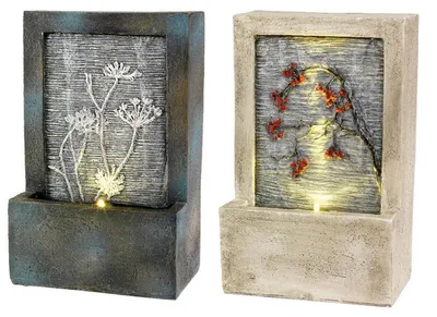 Image de Fontaine LED poly avec fleur 9,5 x 15 x 23 cm
