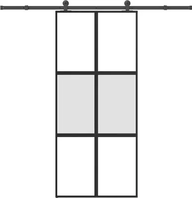 Obrázek produktu pro Posuvné dveře s kováním 90x205 cm tvrzeného sklo a hliník
