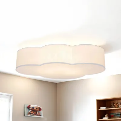 Produktbild von Deckenlampe Kinderzimmer Weiß E27 Stoff Metall Deckenleuchte Wolkenlampe