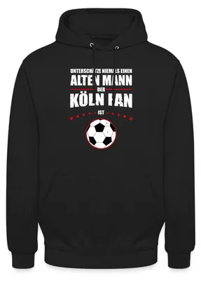 Produktbild von Spreadshirt Alter Mann Köln Fußball Fan Uni Hoodie, M, Schwarz
