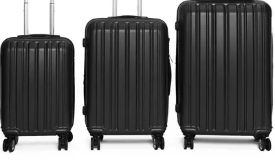 Produktbild von 3-Teilig ABS Hartschalenkofferset Trolley Koffer Rollensystem Hartschale Reisekoffer mit 4 Doppelräder Schwarz