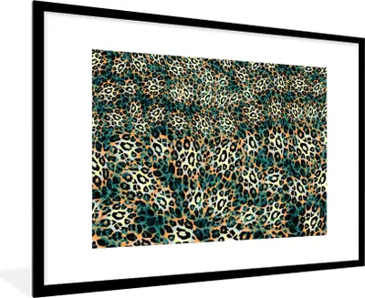 Produktbild von MuchoWow® Gerahmtes Poster Leopardenmuster - Design - Tiere 90x60 cm - Poster mit Schwarzem Bilderrahmen Wandposter Rahmen Foto Bilder - Wanddekoration - Fotos