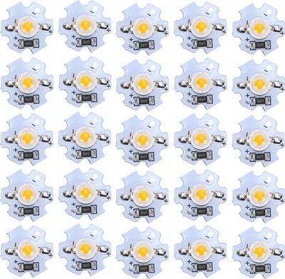 Image de Lot de 25 puces LED 5 V, 200 lm, 1 W, perles LED haute puissance pour luminaires DIY, lumière jaune (588–590 nm)