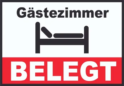 Produktbild von Gästezimmer BELEGT Schild Zimmer BELEGT Hotel Pension Motel A2 Rückseite selbstklebend
