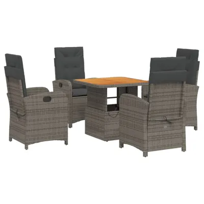 Obrázok produktu pre vidaXL 5-dielna záhradná jedálenská súprava s vankúšmi Grey Poly Rattan