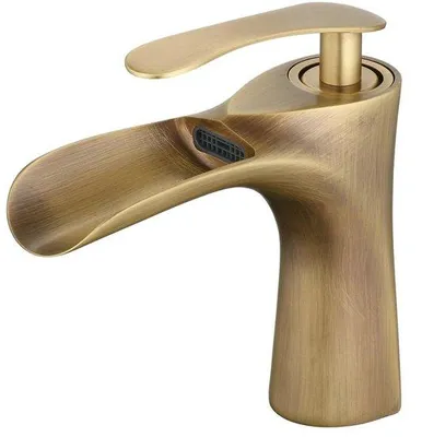 Immagine prodotto di Miscelatore monocomando a cascata in ottone per bagno, design a cascata, realizzato in ottone massiccio, facile da usare