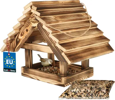 Produktbild von KOTARBAU® Vogelhaus zum Aufhängen 36x27,5x30 cm Vogelhäuschen aus Holz Futterhaus für Vögel + Vogelfutter 0,5 kg Vogelfutterhaus Holzdeko für Garten