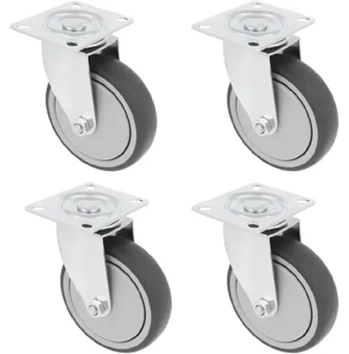 Möbelrollen-Set, 4 Stück, Ø100 mm, 110 kg, Gummi, ohne Bremse