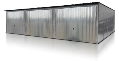 Produktbild von Fertiggarage für drei Autos 9x5 m verzinkt Pultdach Schwingtor