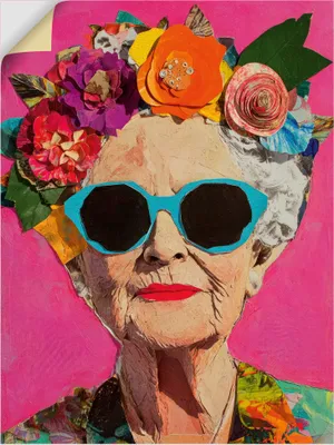 Produktbild von ARTland Wandbild, selbstklebend Wild und fabelhaft, Frau mit Blumenkranz Größe: 30x40 cm