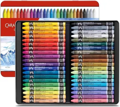 Productafbeelding van D'Ache Neocolor II, aquarelwaspastels, aquarelwaskrijtjes, set van 40 en 1 EMI Craft ansichtkaarten