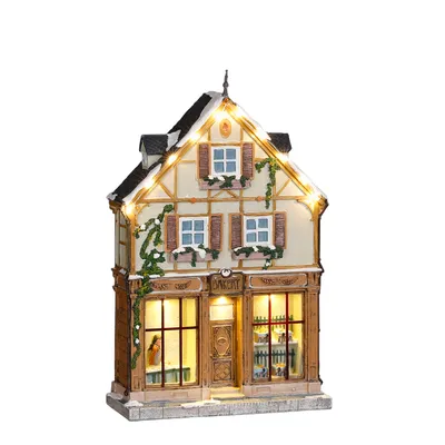 Produktbild von LuVille Weihnachtsdorf-Miniatur Bäckerei - L17 x B7 x H26,5 cm