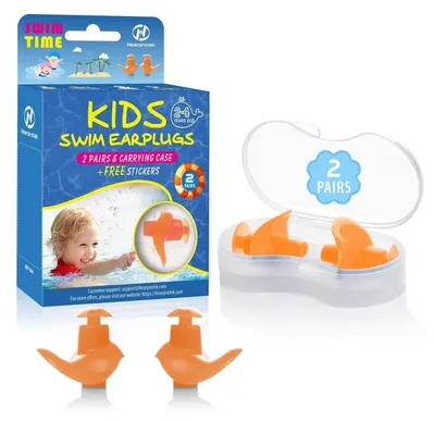 Produktbild von Ohrstöpsel für Schwimmen Kinder 2 Paar Orange Größe S Silikon Wasserdicht