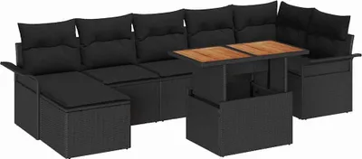 Productafbeelding van vidaXL Tuinset, 8-delig, zwart, polyrotan