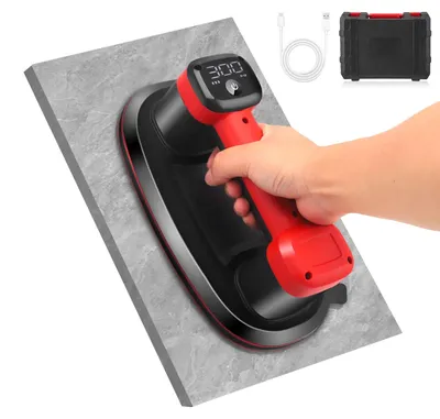 Produktbild von Akku-Saugheber - Für Fliesen, Glas und Marmor - 2 Motoren - 300 kg Saugkraft - LCD-Display - 4500 mAh Akku - Für Raue Oberflächen