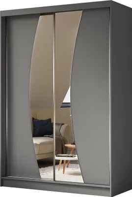 Obrázek produktu pro BEAUTYSOFA moderní šatní skříň s posuvnými dveřmi VOX 150 cm - Šatní skříň se zrcadlem a posuvnými dveřmi (šedá)