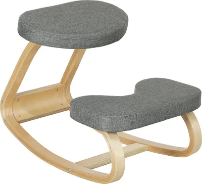 Image de Siššge assis genoux, siššge ergonomique en bois š€ bascule, chaise š€ genoux pour bureau š€ domiciles, gris