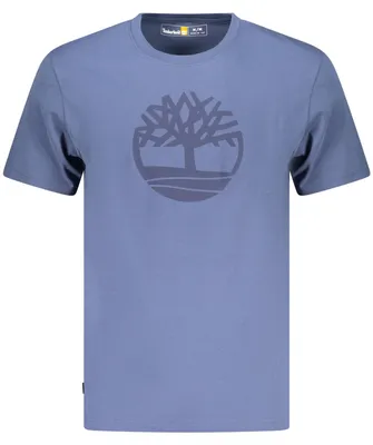 Immagine prodotto di T-shirt da uomo a maniche corte blu in Cotonelogico con logo stampato