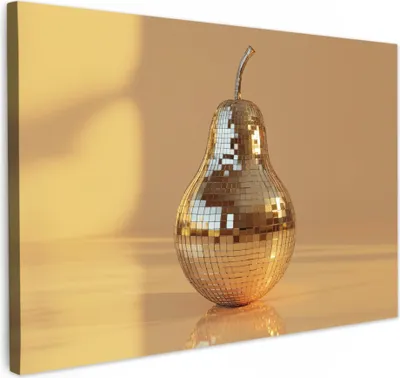 Obrázek produktu pro Obrazy na plátně 120x80 cm - Disco - Hruška - Žlutá, nástěnné umění, dekorace do obývacího pokoje, obraz