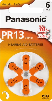 Produktbild von Panasonic Knopfzelle Zink-Luft V13 / PR13 / PR48 6er Blister