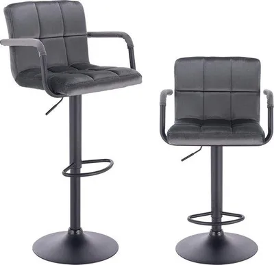 Image de Lot de 2 tabourets à dossier haut, velours gris
