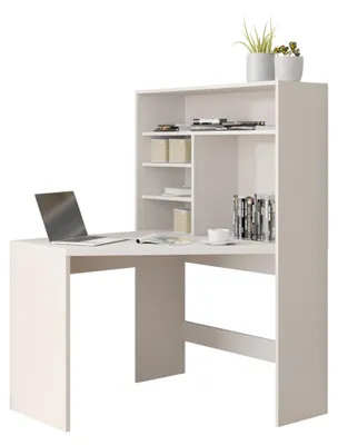 Produktbild von MIRJAN24 Eckschreibtisch Zayden, Schreibtisch L-Form, Ecktisch vom Hersteller, Jugendzimmer, Regal (Farbe: Cashmere)