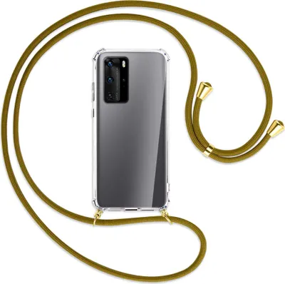 Produktbild von Handykette Backcover-Schutzhülle mit Band (Metall goldfarben) für Huawei P40 - khaki