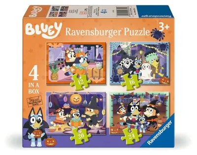 Productafbeelding van Ravensburger Bluey Halloween puzzelset 4-in-1 | 12, 16, 20 en 24 stukjes | Vanaf 3 jaar