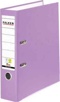 Obrázek produktu pro Originální plastové skládačky Falken PP-Color. Vyrobeno v Německu. šířka 8 cm DIN A4 lila Kroužkový pořadač Vegan Pořadač na dopisy Kancelářský pořadač Plastový pořadač Drážkový pořadač
