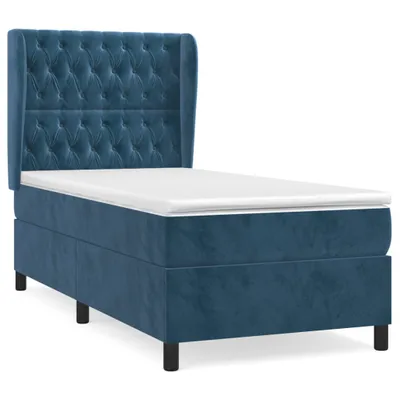Produktbild von vidaXL Boxspringbett mit Matratze Dunkelblau 100x200 cm Samt