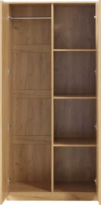 Produktbild von Kleiderschrank ’Eiselfing’ 176 x 80 x 52 cm mit 2 Türen, 1 Stange, 4 Fächern Eicheoptik