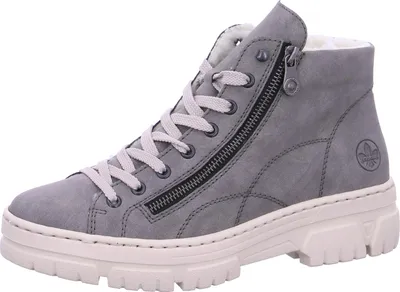 Produktbild von Rieker Damen Schnürboot Ziernähte Stiefelette Reißverschluss Warmfutter Z7410, Größe:39 EU, Farbe:Grau