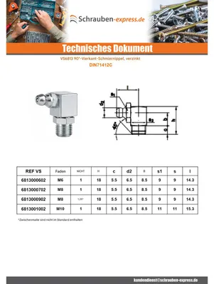 Produktbild von "90°-Schmiernippel M8 gewinde 125 Verzinkt