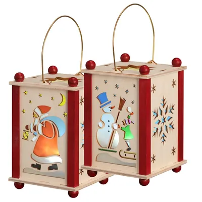 Produktbild von Laterne Weihnachtsmann & Schneemann (21cm) von Seiffener Volkskunst