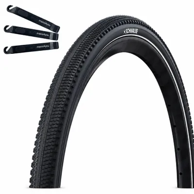 Produktbild von 1 x Schwalbe G-One Comp Plus Drahtreifen Active PunctureGuard Green Compound E-25 Schwarz+Reflex 40-622 (28 x 1.50") inkl. maxxi4you Reifenheber