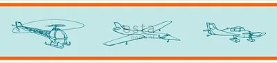 Produktbild von ESTAhome Tapetenbordüre Flugzeuge Rot und Blau - 174603 - 13,25 cm x 5 m