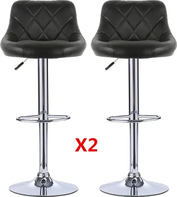 Produktbild von 4er Set  Barhocker mit Lehne  aus Kunstleder 360° drehbar höhenverstellbar - Barstuhl, Küchenhocker Schwarz