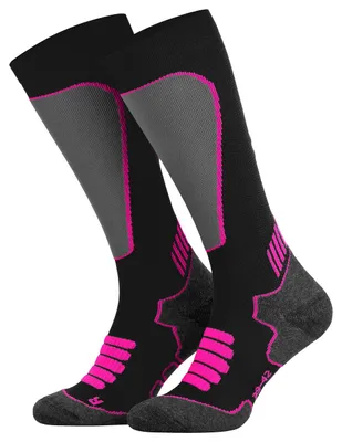 Produktbild von Tobeni Kompressionsstrümpfe Sport Laufstrümpfe Damen Herren Ski Motorrad, Farbe:Schwarz-Neon-Pink, Grösse:43-46