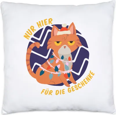 Produktbild von Nur Für Die Geschenke Hier Kissen Lustiges Katzen Motiv Katzenliebhaber Weihnachten Weihnachtsfest
