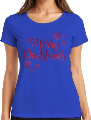 Produktbild von Merry Christmas Schneeflocken - Weihnachten Weihnachtsgeschenk Christmas Damen T-Shirt, Blau, 3XL