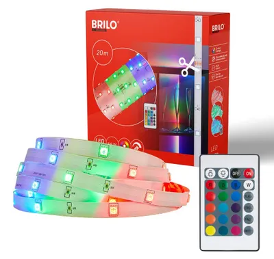 Immagine prodotto di Briloner LED Strip 20m, telecomando, modalità colore RGB, bianco
