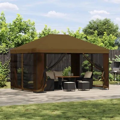 Produktbild von Möbel Garten Pavillon mit Seitenwänden 4 x 3 m TaupePavillons & Partyzelte - Pavillons & Partyzelte c8544