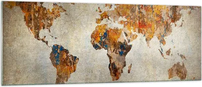 Produktbild von Bilder auf glas - Welt Karte Kontinente Geographie - 140x50cm - Glasbilder - Wandbilder - Kunstdruck - zum Aufhängen bereit - Wanddekoration aus Glas - Glas Bilder - Wandbild auf Glas - GAB140x50-2783