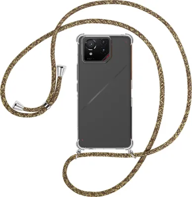 Produktbild von Handykette Backcover-Schutzhülle mit Band (Metall silberfarben) für ASUS ROG Phone 9 - braun+beige